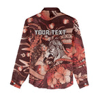 Personalised Maori Romantic Valentine Women Casual Shirt The Hongi Kiss Red Galaxy