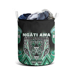 Aotearoa Ngati Awa Laundry Basket Maori Tribal Green Marble Paua Shell Pattern