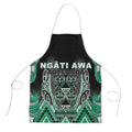 Aotearoa Ngati Awa Apron Maori Tribal Green Marble Paua Shell Pattern