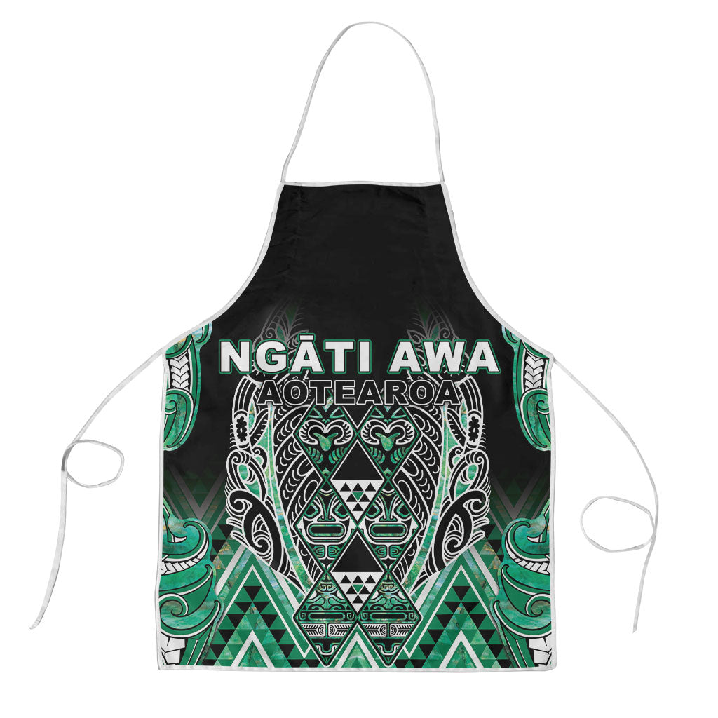 Aotearoa Ngati Awa Apron Maori Tribal Green Marble Paua Shell Pattern