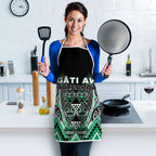 Aotearoa Ngati Awa Apron Maori Tribal Green Marble Paua Shell Pattern