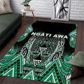 Aotearoa Ngati Awa Area Rug Maori Tribal Green Marble Paua Shell Pattern