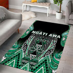Aotearoa Ngati Awa Area Rug Maori Tribal Green Marble Paua Shell Pattern