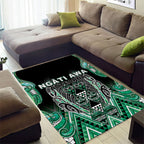 Aotearoa Ngati Awa Area Rug Maori Tribal Green Marble Paua Shell Pattern