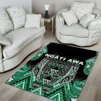Aotearoa Ngati Awa Area Rug Maori Tribal Green Marble Paua Shell Pattern
