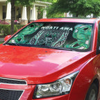 Aotearoa Ngati Awa Auto Sun Shade Maori Tribal Green Marble Paua Shell Pattern