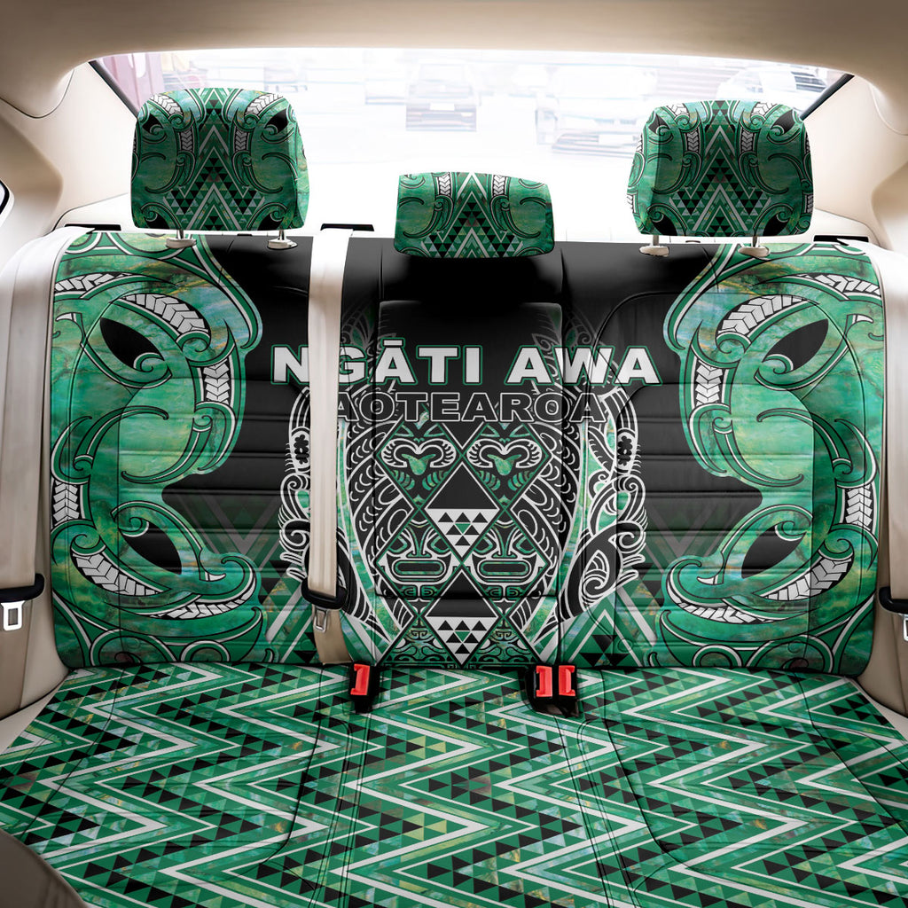 Aotearoa Ngati Awa Back Car Seat Cover Maori Tribal Green Marble Paua Shell Pattern