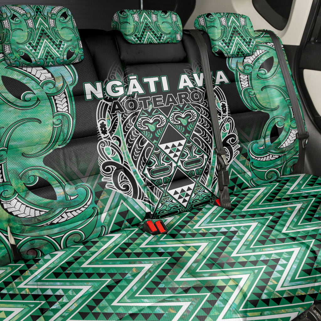 Aotearoa Ngati Awa Back Car Seat Cover Maori Tribal Green Marble Paua Shell Pattern