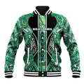 Aotearoa Ngati Awa Baseball Jacket Maori Tribal Green Marble Paua Shell Pattern