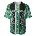 Aotearoa Ngati Awa Baseball Jersey Maori Tribal Green Marble Paua Shell Pattern