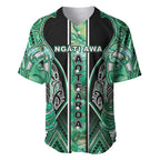 Aotearoa Ngati Awa Baseball Jersey Maori Tribal Green Marble Paua Shell Pattern