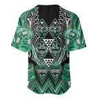 Aotearoa Ngati Awa Baseball Jersey Maori Tribal Green Marble Paua Shell Pattern