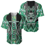 Aotearoa Ngati Awa Baseball Jersey Maori Tribal Green Marble Paua Shell Pattern