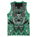 Aotearoa Ngati Awa Basketball Jersey Maori Tribal Green Marble Paua Shell Pattern