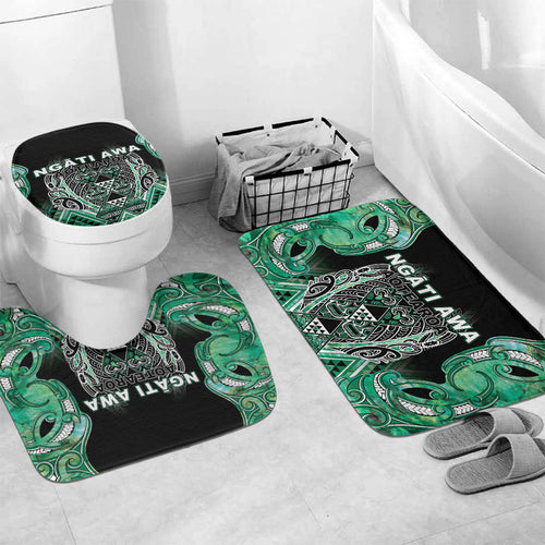Aotearoa Ngati Awa Bathroom Set Maori Tribal Green Marble Paua Shell Pattern