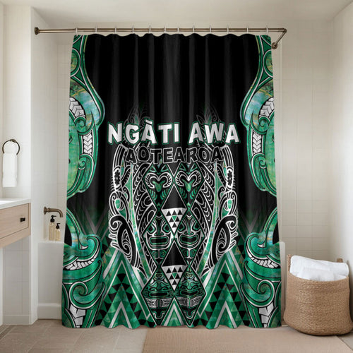Aotearoa Ngati Awa Bathroom Set Maori Tribal Green Marble Paua Shell Pattern