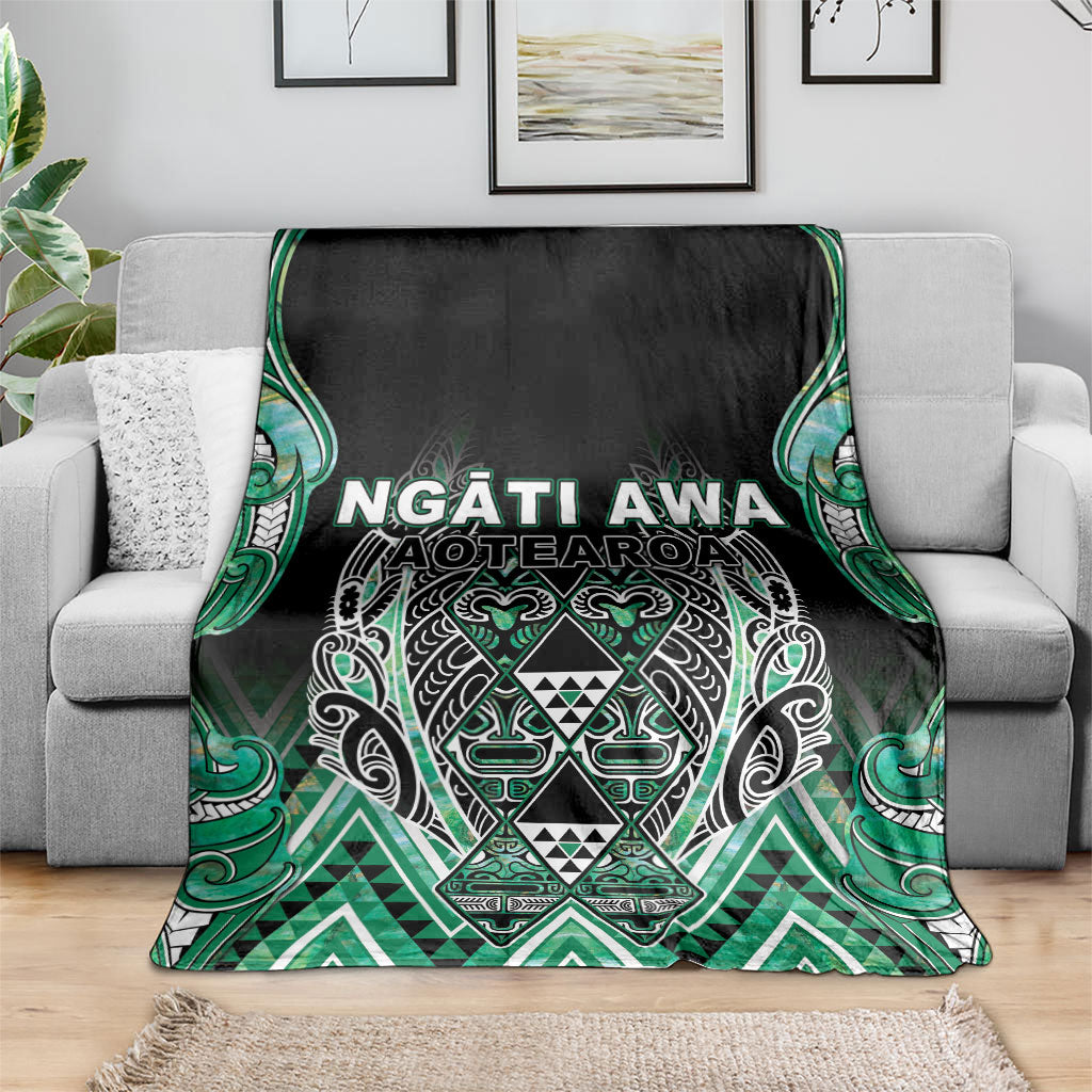 Aotearoa Ngati Awa Blanket Maori Tribal Green Marble Paua Shell Pattern