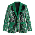 Aotearoa Ngati Awa Blazer Maori Tribal Green Marble Paua Shell Pattern