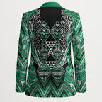 Aotearoa Ngati Awa Blazer Maori Tribal Green Marble Paua Shell Pattern