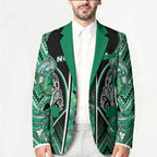 Aotearoa Ngati Awa Blazer Maori Tribal Green Marble Paua Shell Pattern