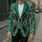 Aotearoa Ngati Awa Blazer Maori Tribal Green Marble Paua Shell Pattern