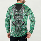 Aotearoa Ngati Awa Button Sweatshirt Maori Tribal Green Marble Paua Shell Pattern