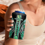 Aotearoa Ngati Awa 4 in 1 Can Cooler Tumbler Maori Tribal Green Marble Paua Shell Pattern