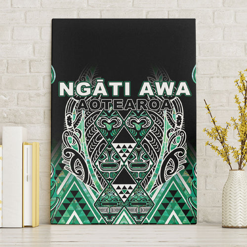 Aotearoa Ngati Awa Canvas Wall Art Maori Tribal Green Marble Paua Shell Pattern