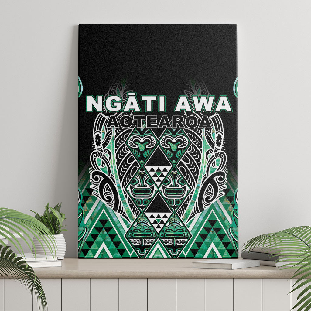 Aotearoa Ngati Awa Canvas Wall Art Maori Tribal Green Marble Paua Shell Pattern