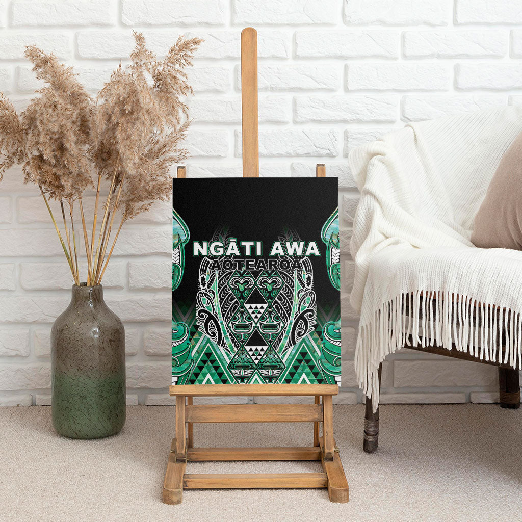 Aotearoa Ngati Awa Canvas Wall Art Maori Tribal Green Marble Paua Shell Pattern