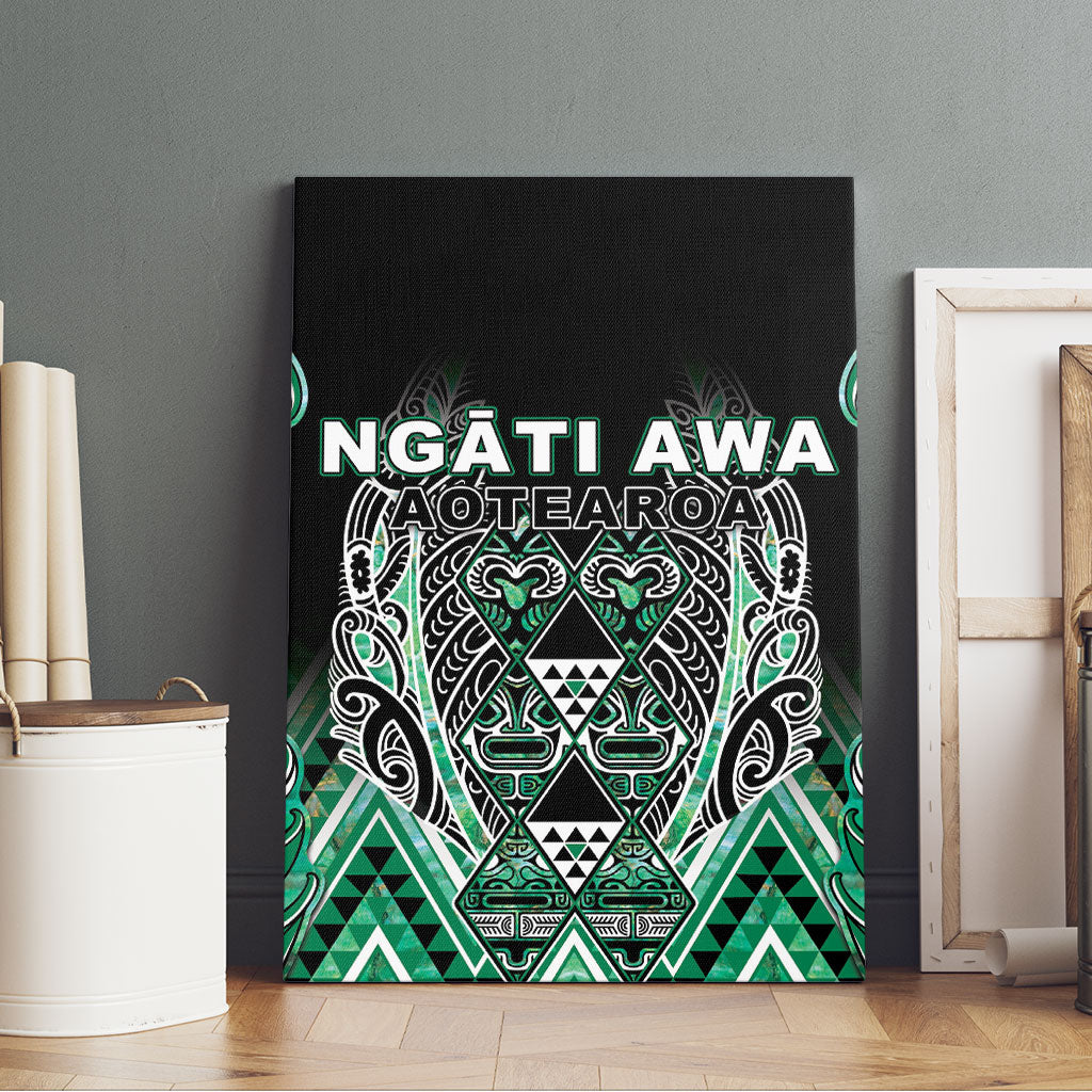 Aotearoa Ngati Awa Canvas Wall Art Maori Tribal Green Marble Paua Shell Pattern