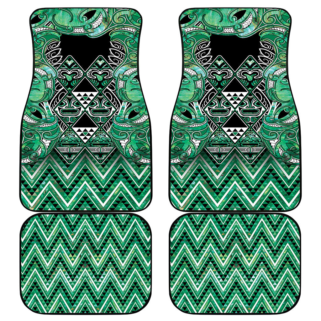 Aotearoa Ngati Awa Car Mats Maori Tribal Green Marble Paua Shell Pattern