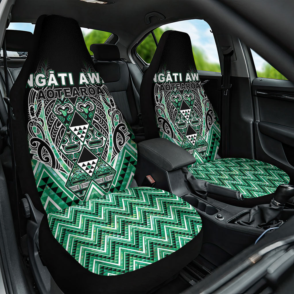 Aotearoa Ngati Awa Car Seat Cover Maori Tribal Green Marble Paua Shell Pattern