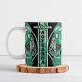 Aotearoa Ngati Awa Ceramic Mug Maori Tribal Green Marble Paua Shell Pattern