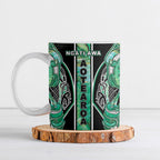 Aotearoa Ngati Awa Ceramic Mug Maori Tribal Green Marble Paua Shell Pattern