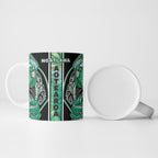 Aotearoa Ngati Awa Ceramic Mug Maori Tribal Green Marble Paua Shell Pattern