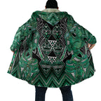 Aotearoa Ngati Awa Cloak Maori Tribal Green Marble Paua Shell Pattern