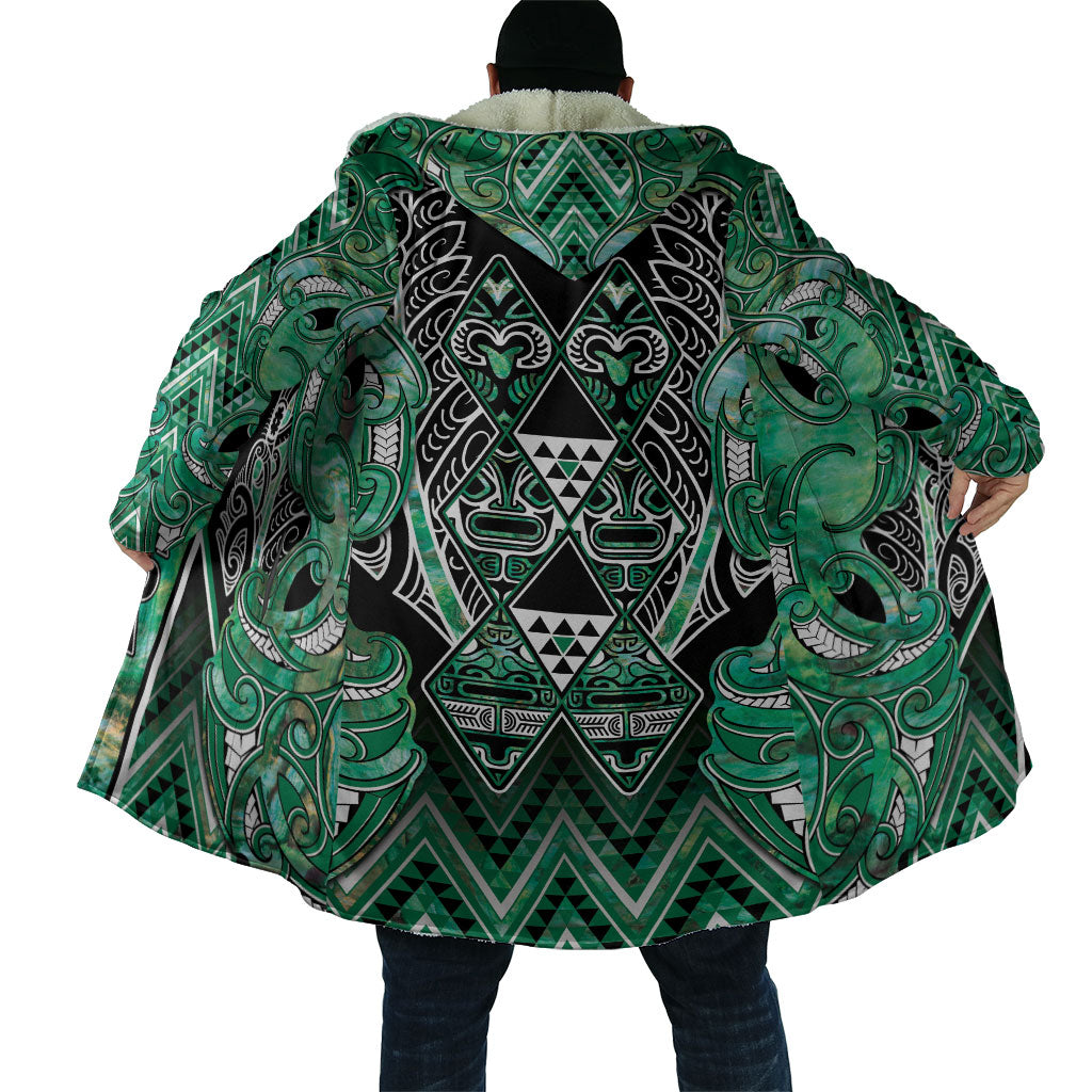 Aotearoa Ngati Awa Cloak Maori Tribal Green Marble Paua Shell Pattern
