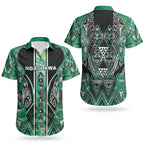 Aotearoa Ngati Awa Couples Matching Mermaid Dress and Hawaiian Shirt Maori Tribal Green Marble Paua Shell Pattern