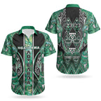 Aotearoa Ngati Awa Couples Matching Short Sleeve Bodycon Dress and Hawaiian Shirt Maori Tribal Green Marble Paua Shell Pattern