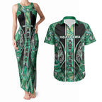 Aotearoa Ngati Awa Couples Matching Tank Maxi Dress and Hawaiian Shirt Maori Tribal Green Marble Paua Shell Pattern