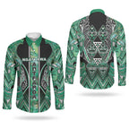 Aotearoa Ngati Awa Couples Matching Tank Maxi Dress and Long Sleeve Button Shirt Maori Tribal Green Marble Paua Shell Pattern