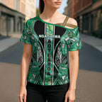 Aotearoa Ngati Awa Cross Shoulder Shirt Maori Tribal Green Marble Paua Shell Pattern