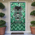 Aotearoa Ngati Awa Door Cover Maori Tribal Green Marble Paua Shell Pattern