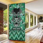 Aotearoa Ngati Awa Door Cover Maori Tribal Green Marble Paua Shell Pattern