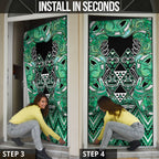 Aotearoa Ngati Awa Door Cover Maori Tribal Green Marble Paua Shell Pattern