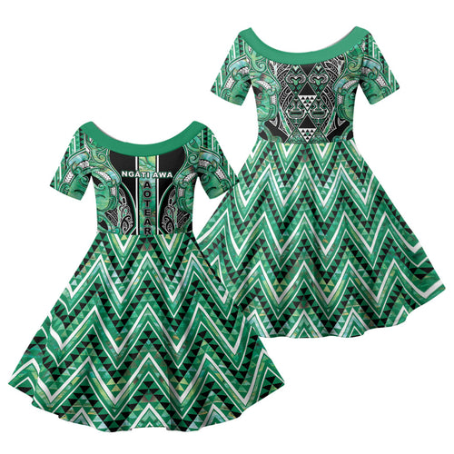Aotearoa Ngati Awa Family Matching Summer Maxi Dress and Hawaiian Shirt Maori Tribal Green Marble Paua Shell Pattern