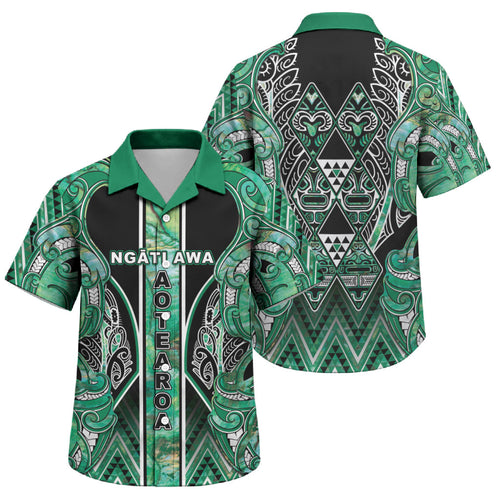Aotearoa Ngati Awa Family Matching Summer Maxi Dress and Hawaiian Shirt Maori Tribal Green Marble Paua Shell Pattern