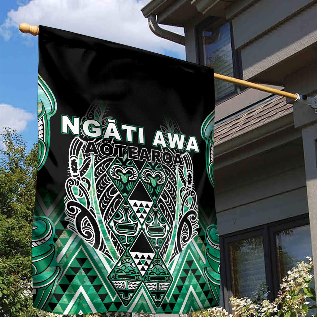 Aotearoa Ngati Awa Garden Flag Maori Tribal Green Marble Paua Shell Pattern