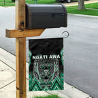 Aotearoa Ngati Awa Garden Flag Maori Tribal Green Marble Paua Shell Pattern